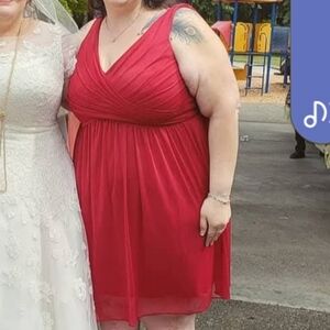 David's Bridal red bridesmaid dress